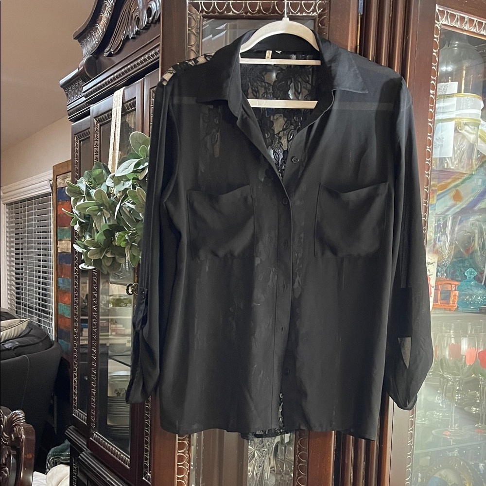 Elegant Black Sheer Women's Top